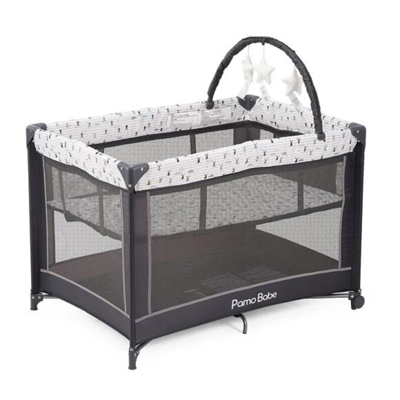 Babe Portable Playard,Sturdy Play Yard with Padded Mat and Toy bar - Picture 3 of 7